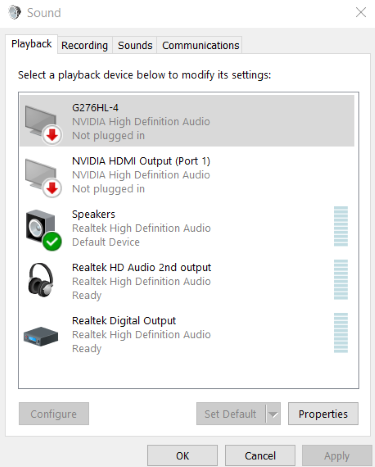 realtek hd audio not plugged in