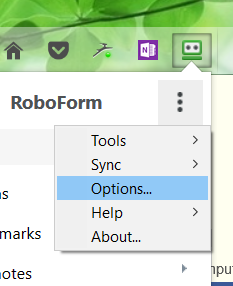roboform options menu